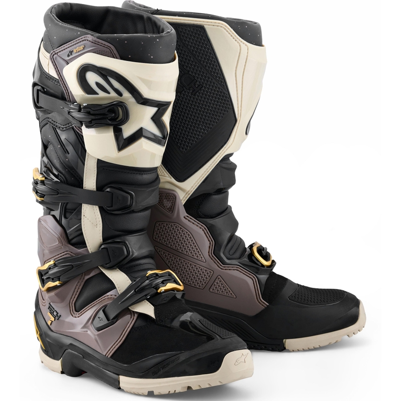 Мотоциклетни ботуши Alpinestars TECH 7 Enduro Drystar, черно-тъмносиво-златни