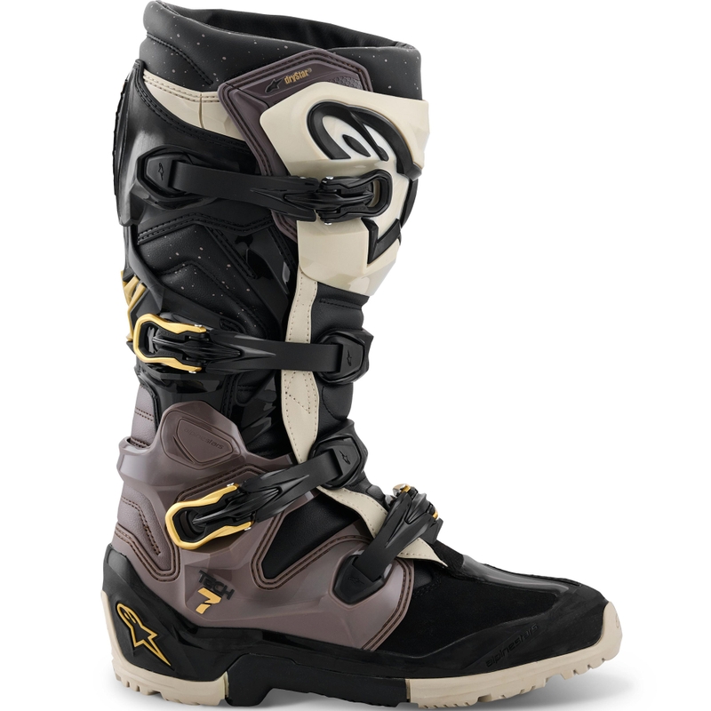 Мотоциклетни ботуши Alpinestars TECH 7 Enduro Drystar, черно-тъмносиво-златни