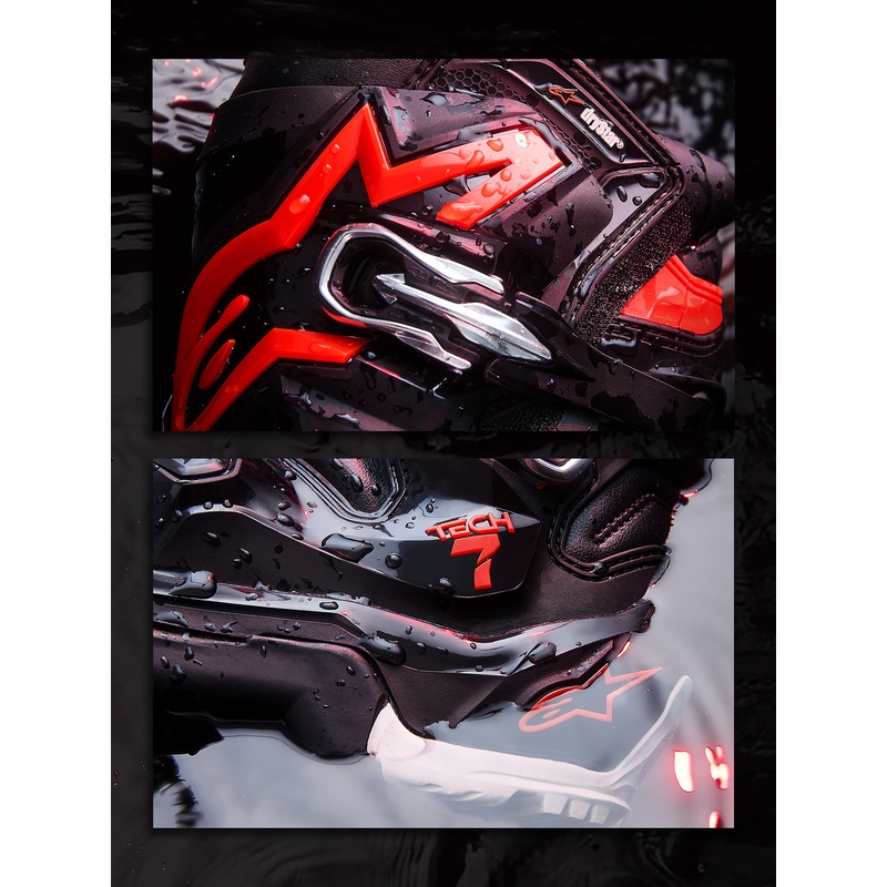 Мотоциклетни ботуши Alpinestars TECH 7 Enduro Drystar черно-флуоресцентно червено-бели