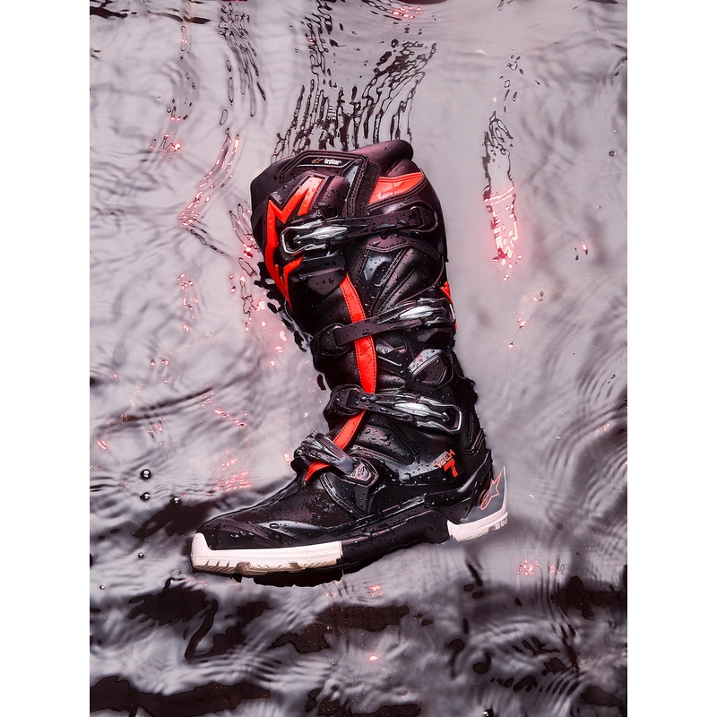 Мотоциклетни ботуши Alpinestars TECH 7 Enduro Drystar черно-флуоресцентно червено-бели