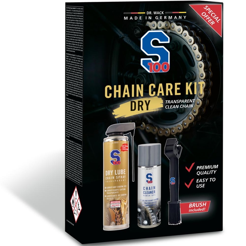 Комплект за грижа за веригата, включително прозрачна смазка S100 Chain Care Kit (суха смазка)