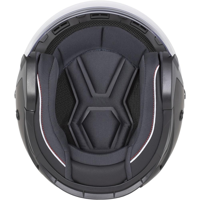 Cassida Reflex 2.0 Предпазна каска за мотоциклет с отворено лице, бяло-червено-сиво-отразително сребристо