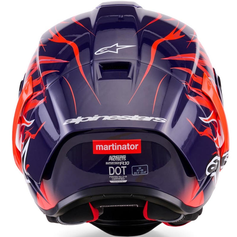 Alpinestars Supertech R-10 Flyte мотоциклетна каска с пълно лице, лимитирана серия Jorge Martin, лилаво-червена