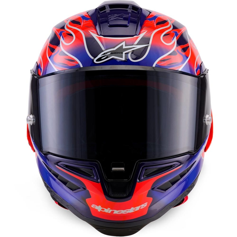 Alpinestars Supertech R-10 Flyte мотоциклетна каска с пълно лице, лимитирана серия Jorge Martin, лилаво-червена