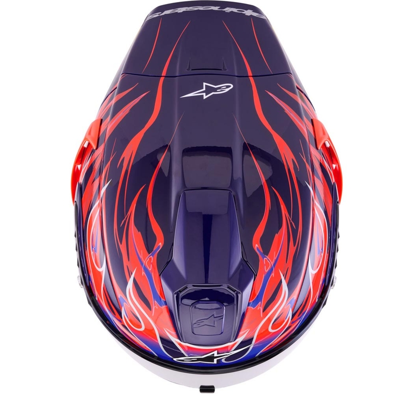 Alpinestars Supertech R-10 Flyte мотоциклетна каска с пълно лице, лимитирана серия Jorge Martin, лилаво-червена