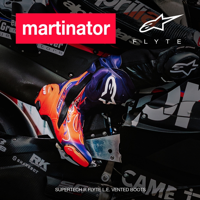 Мотоциклетни ботуши Alpinestars Supertech R Vented Flyte, лимитирана серия, Jorge Martin, лилаво-червено-черно