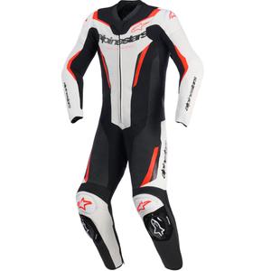 Кожен костюм Alpinestars GP Force V2 от две части, черно-бяло-флуоресцентно червено