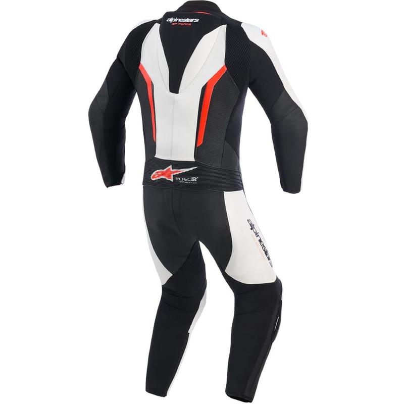 Кожен костюм Alpinestars GP Force V2 от две части, черно-бяло-флуоресцентно червено