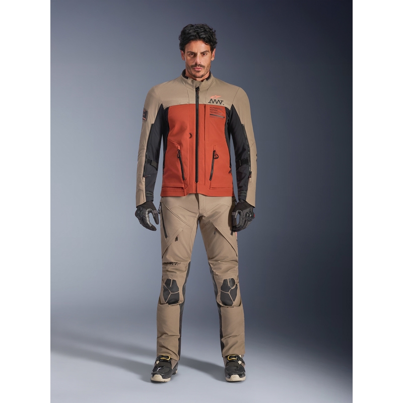 Мотоциклетно яке Alpinestars AMT-8 Stretch Drystar XF, кафяво-оранжево-черно