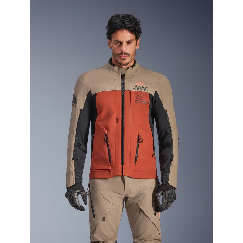 Мотоциклетно яке Alpinestars AMT-8 Stretch Drystar XF, кафяво-оранжево-черно