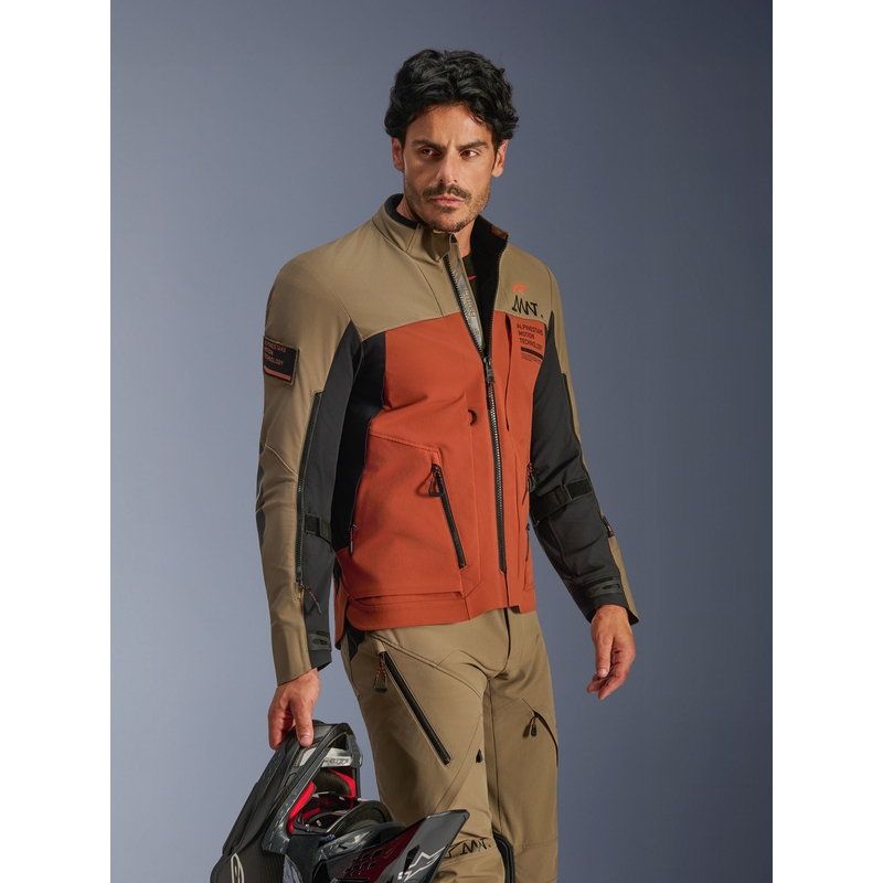 Мотоциклетно яке Alpinestars AMT-8 Stretch Drystar XF, кафяво-оранжево-черно