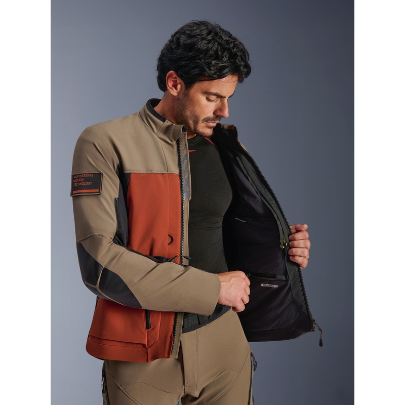 Мотоциклетно яке Alpinestars AMT-8 Stretch Drystar XF, кафяво-оранжево-черно