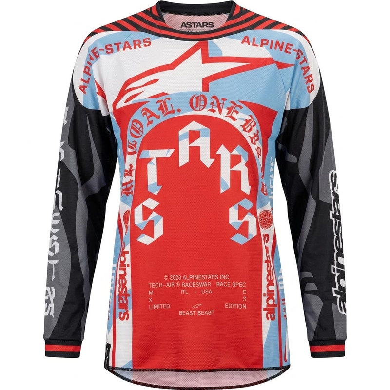 Alpinestars Techstar лимитирана серия Beast Coast мотокрос фланелка, сиво-черно-оранжева