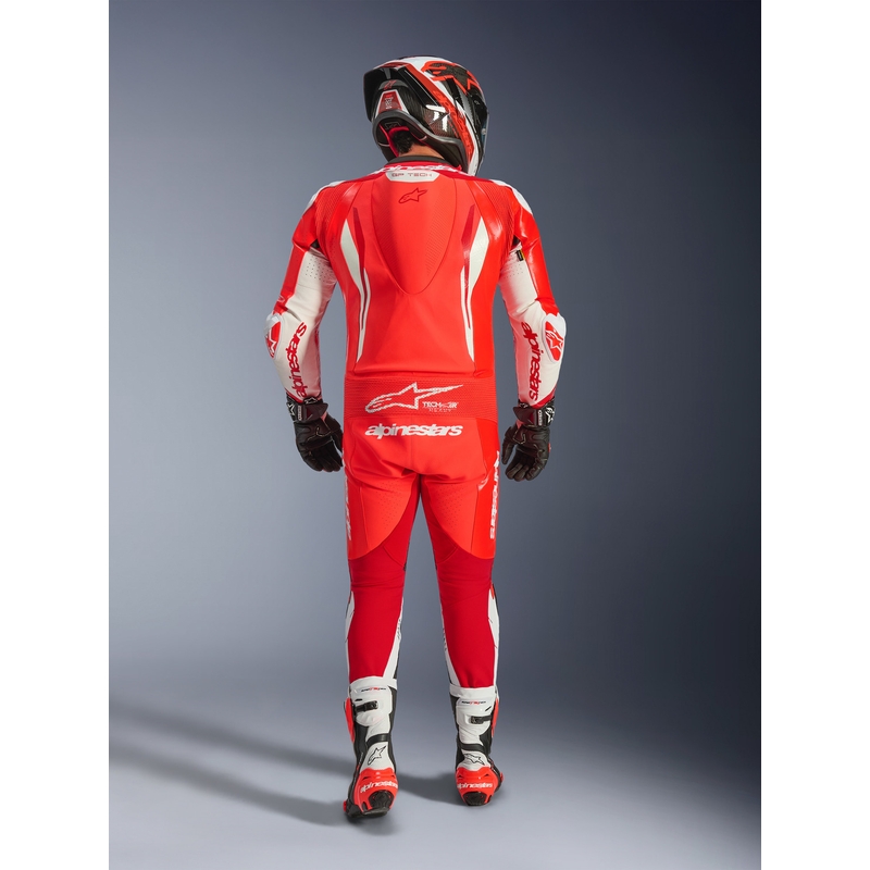 Кожен костюм Alpinestars GP TECH V5, едноделен, флуоресцентно червено-червено-бял