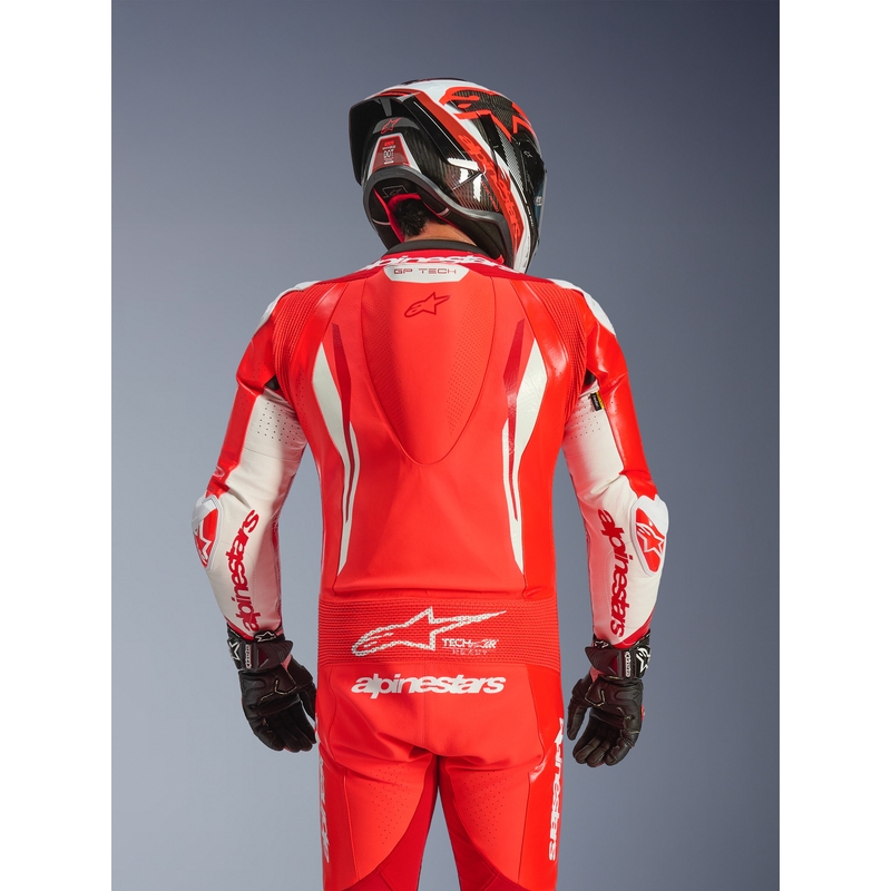 Кожен костюм Alpinestars GP TECH V5, едноделен, флуоресцентно червено-червено-бял