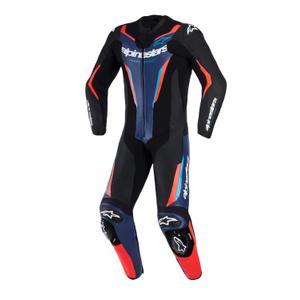 Alpinestars GP FORCE V2 едноделен мотоциклетен костюм черно-синьо-флуоресцентно червено