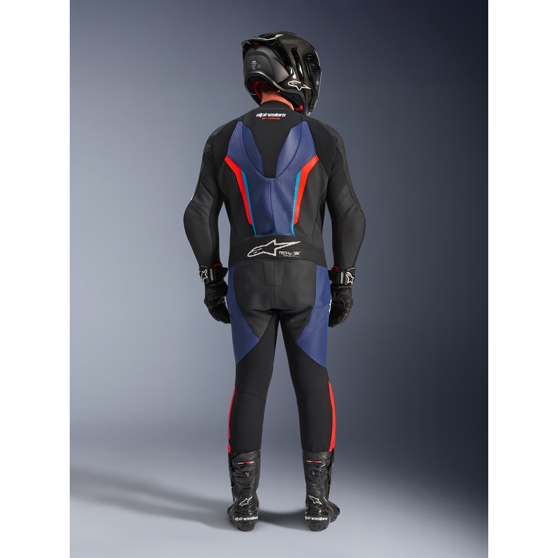 Alpinestars GP FORCE V2 едноделен мотоциклетен костюм черно-синьо-флуоресцентно червено