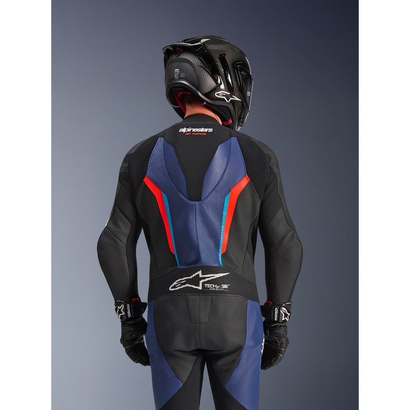 Alpinestars GP FORCE V2 едноделен мотоциклетен костюм черно-синьо-флуоресцентно червено