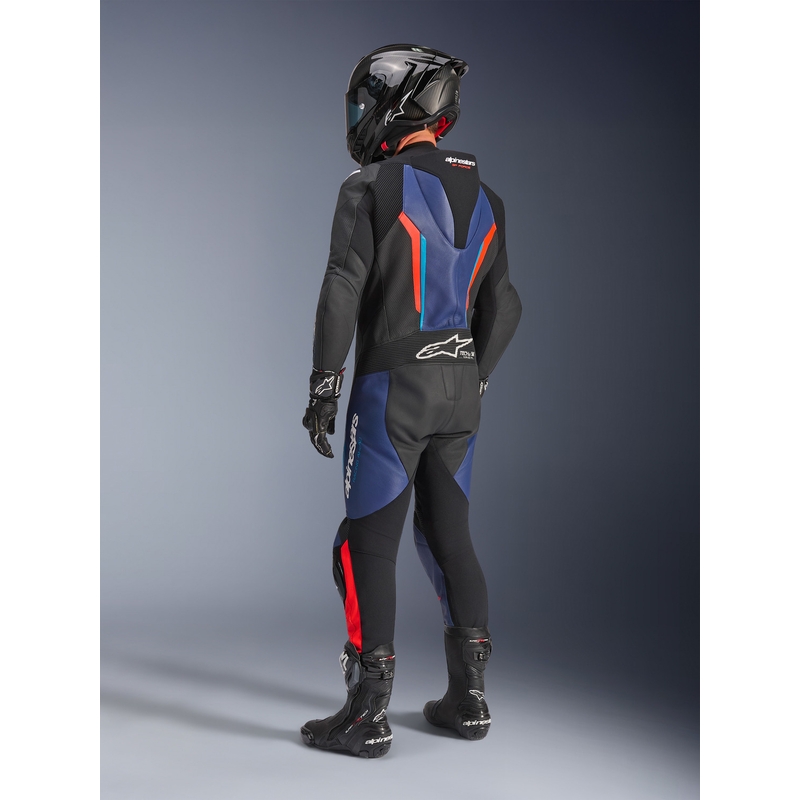 Alpinestars GP FORCE V2 едноделен мотоциклетен костюм черно-синьо-флуоресцентно червено
