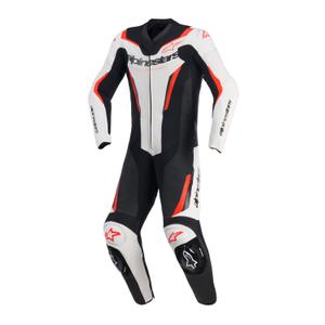 Alpinestars GP FORCE V2 едноделен мотоциклетен костюм бяло-черно-флуоресцентно червено