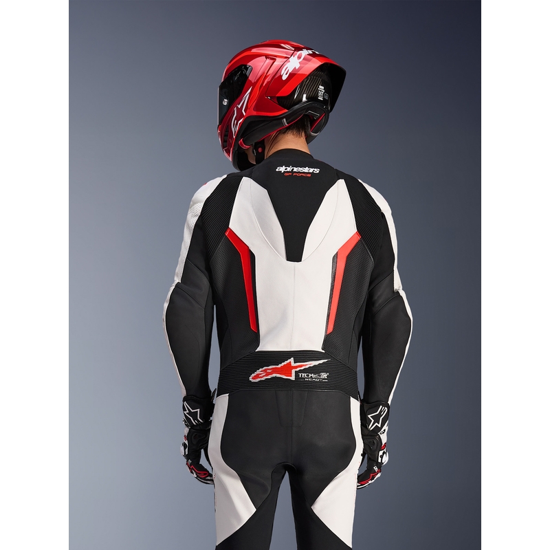 Alpinestars GP FORCE V2 едноделен мотоциклетен костюм бяло-черно-флуоресцентно червено