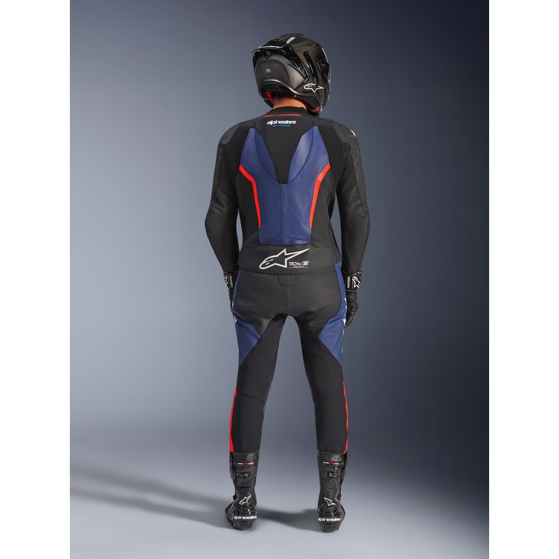 Alpinestars GP Force V2 двукомпонентен мотоциклетен костюм черно-синьо-флуоресцентно червено