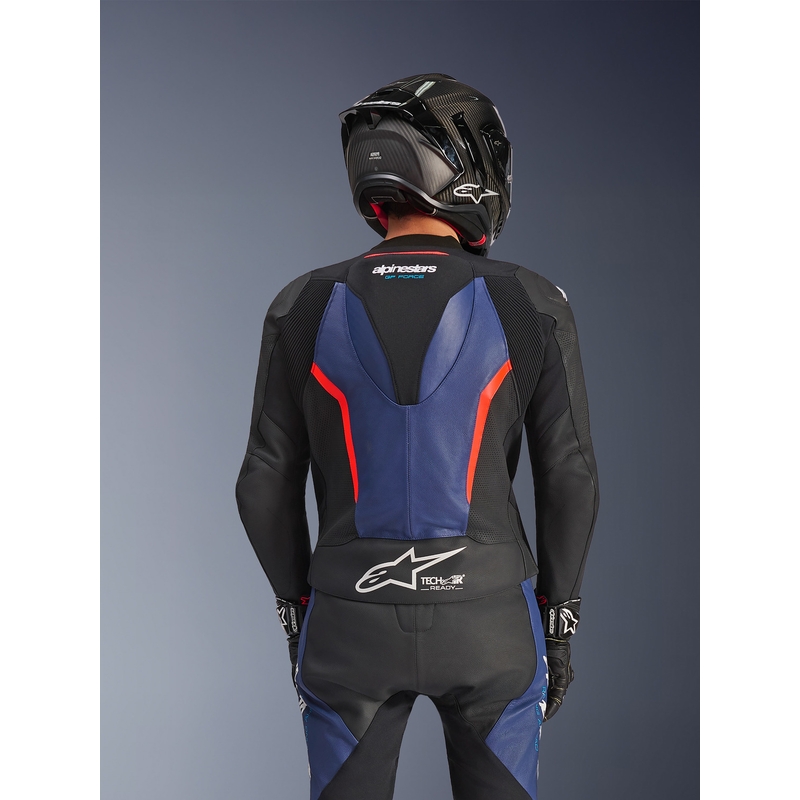 Alpinestars GP Force V2 двукомпонентен мотоциклетен костюм черно-синьо-флуоресцентно червено