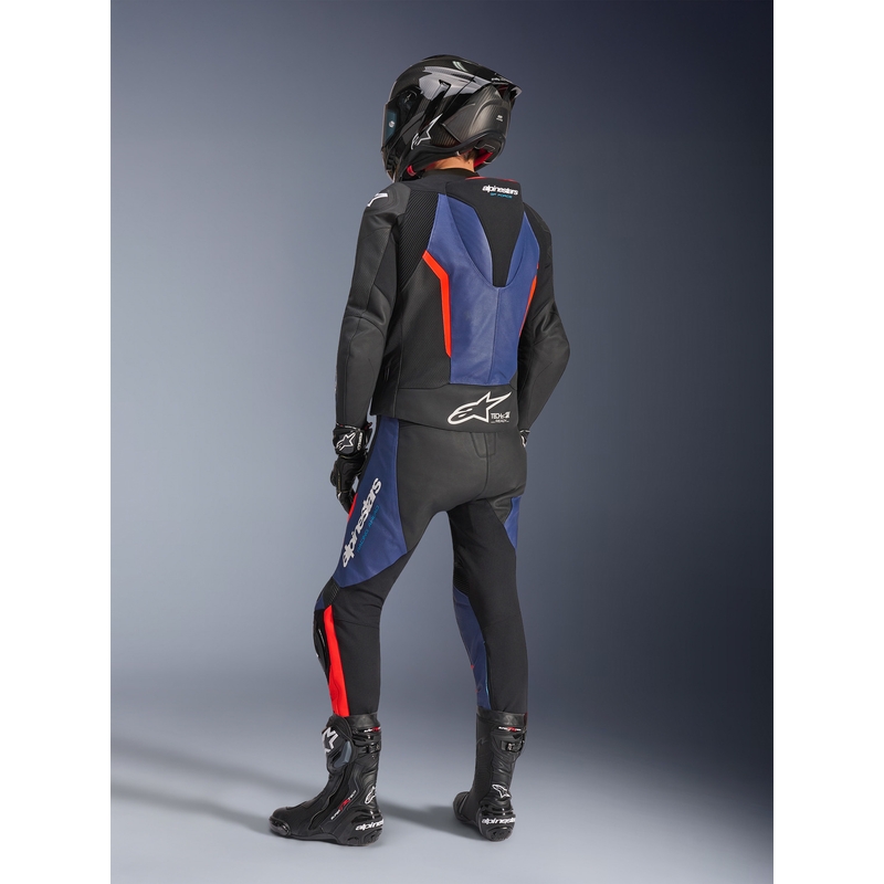 Alpinestars GP Force V2 двукомпонентен мотоциклетен костюм черно-синьо-флуоресцентно червено