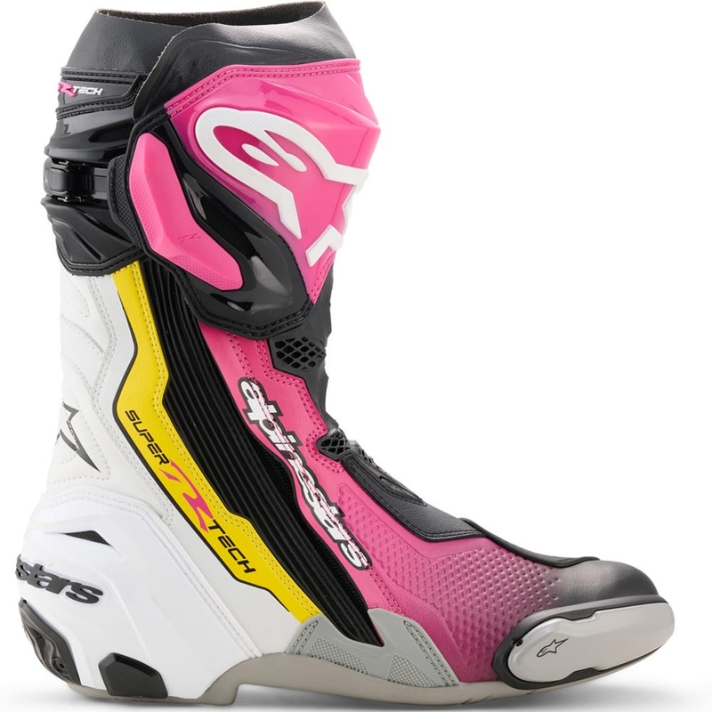 Мотоциклетни ботуши Alpinestars Supertech R черно-бяло-розово-жълто