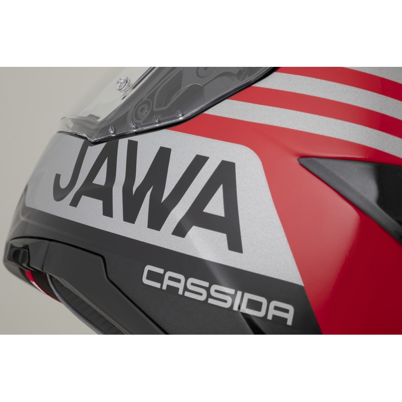 Cassida Integral GT 2.1 Jawa Sport каска за мотоциклет с пълно лице, черно-перлено червено-сребристо
