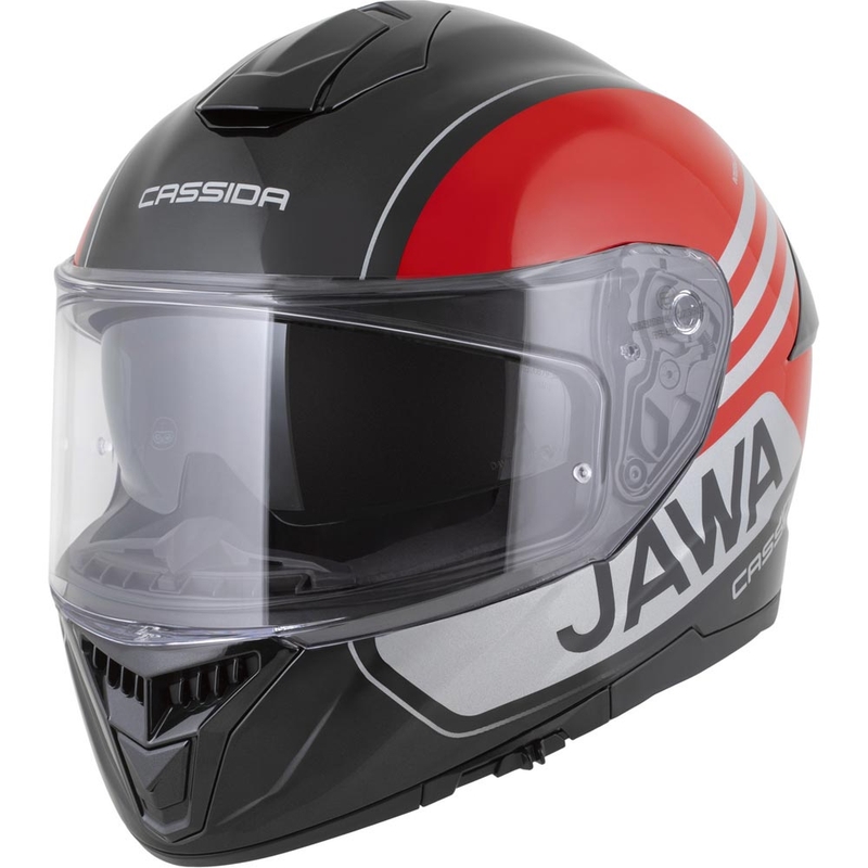 Cassida Integral GT 2.1 Jawa Sport каска за мотоциклет с пълно лице, черно-перлено червено-сребристо