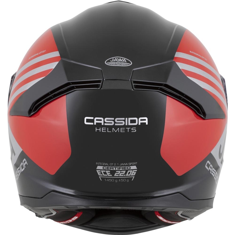 Cassida Integral GT 2.1 Jawa Sport каска за мотоциклет с пълно лице, черно-перлено червено-сребристо