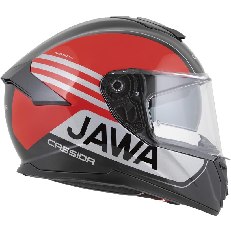 Cassida Integral GT 2.1 Jawa Sport каска за мотоциклет с пълно лице, черно-перлено червено-сребристо