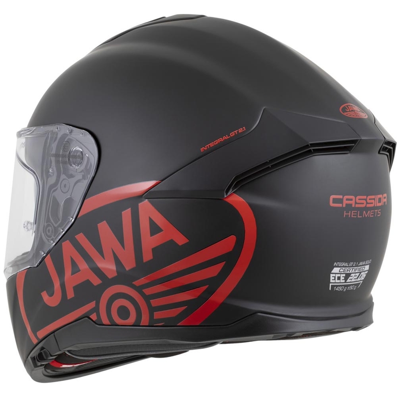 Cassida Integral GT 2.1 Jawa Solid каска за мотоциклет с пълно лице, матово черно-лъскаво червено