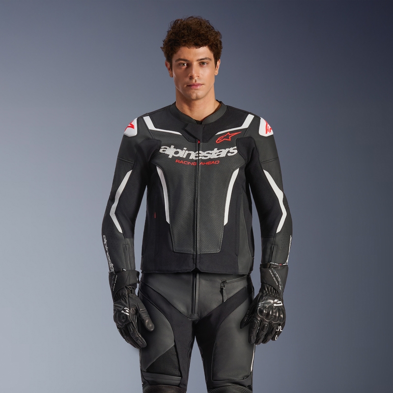 Кожено мотоциклетно яке Alpinestars GP Force V2 Airflow черно-бяло
