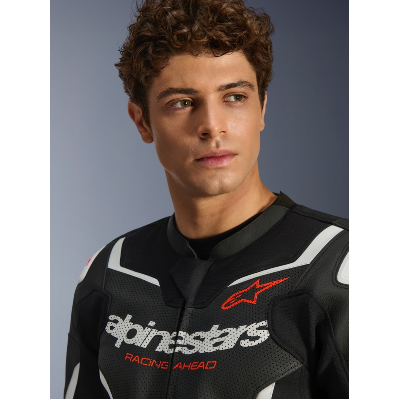Кожено мотоциклетно яке Alpinestars GP Force V2 Airflow черно-бяло