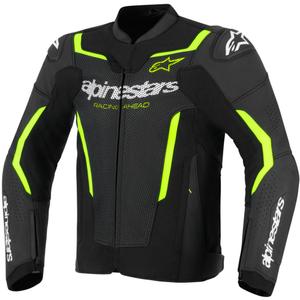 Кожено мотоциклетно яке Alpinestars GP Force V2 Airflow, черно-флуоресцентно жълто