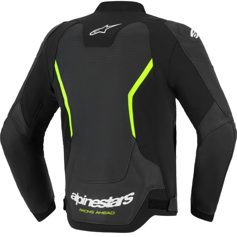 Кожено мотоциклетно яке Alpinestars GP Force V2 Airflow, черно-флуоресцентно жълто