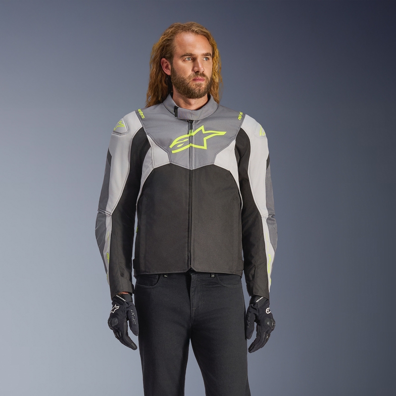 Водоустойчиво мотоциклетно яке Alpinestars T-JAWS V4, черно-светло сиво-сиво