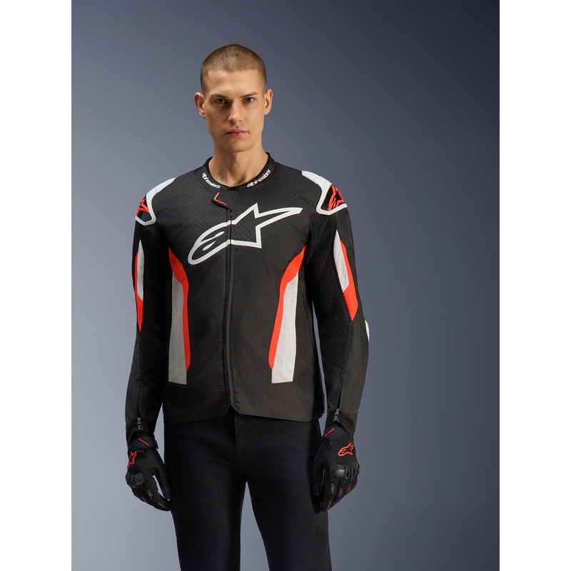 Мотоциклетно яке Alpinestars T-GP AIR черно-флуоресцентно червено