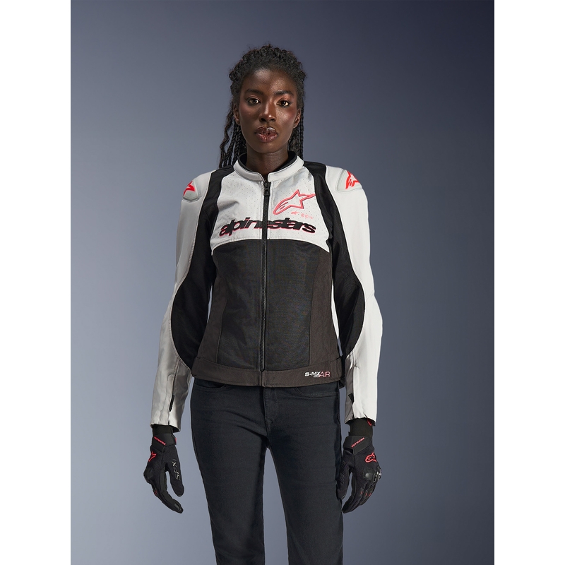 Дамско мотоциклетно яке Alpinestars Stella SMX Air, светло сиво-черно-розово