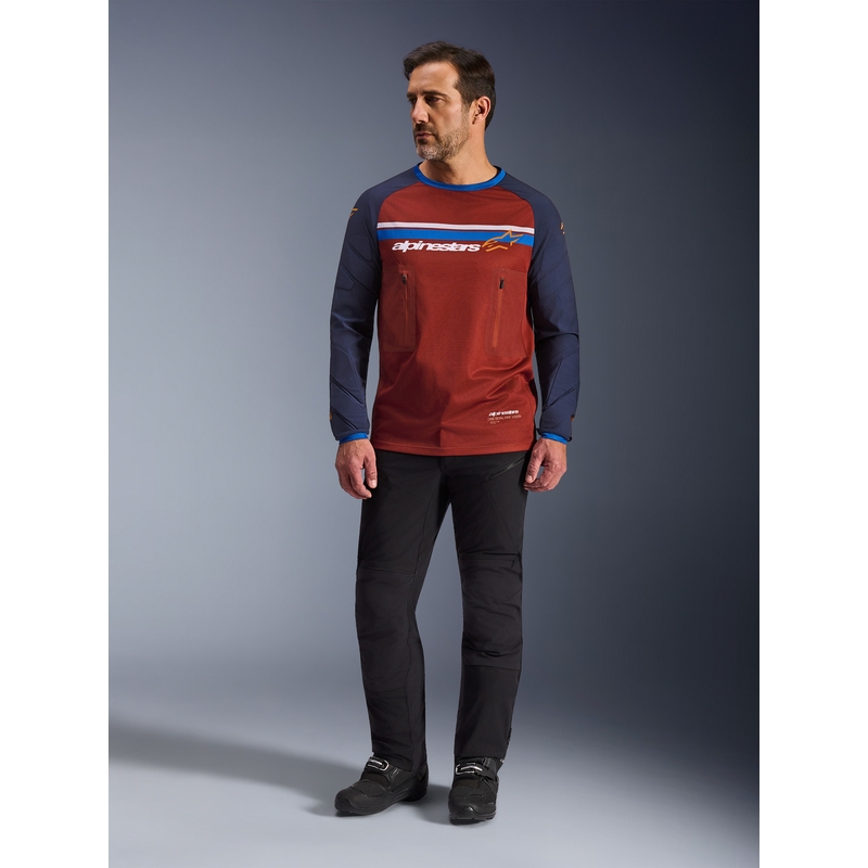 Alpinestars Maxdura Dual оранжево-тъмносиня мотокрос фланелка