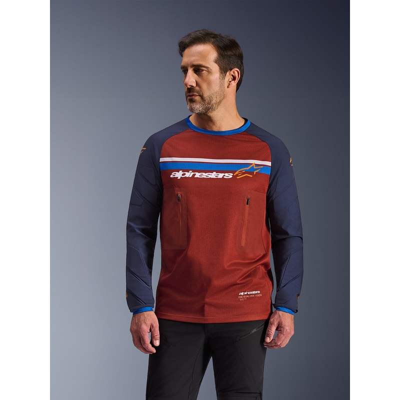 Alpinestars Maxdura Dual оранжево-тъмносиня мотокрос фланелка