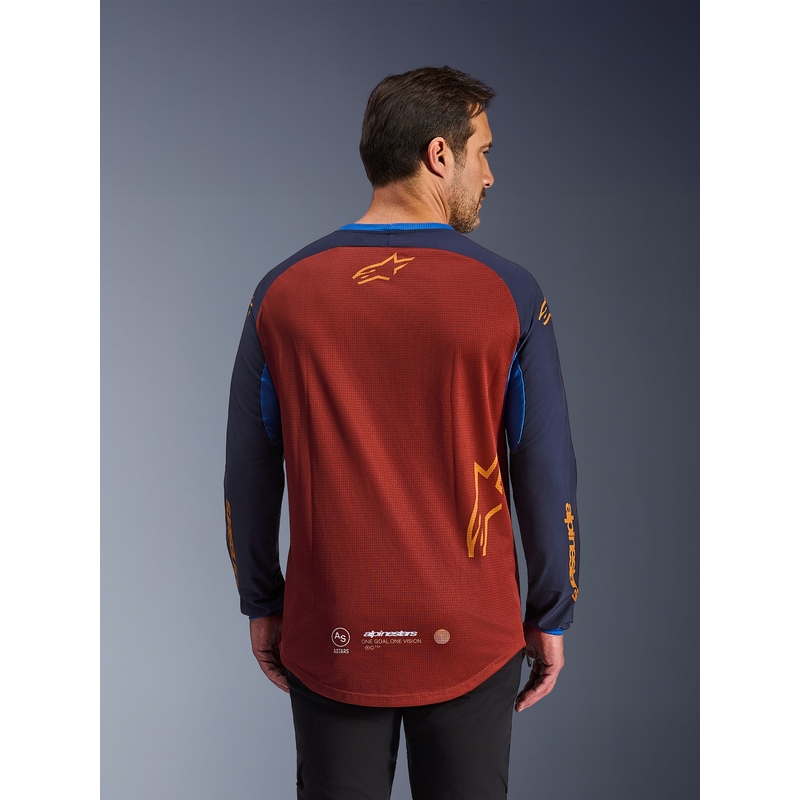 Alpinestars Maxdura Dual оранжево-тъмносиня мотокрос фланелка