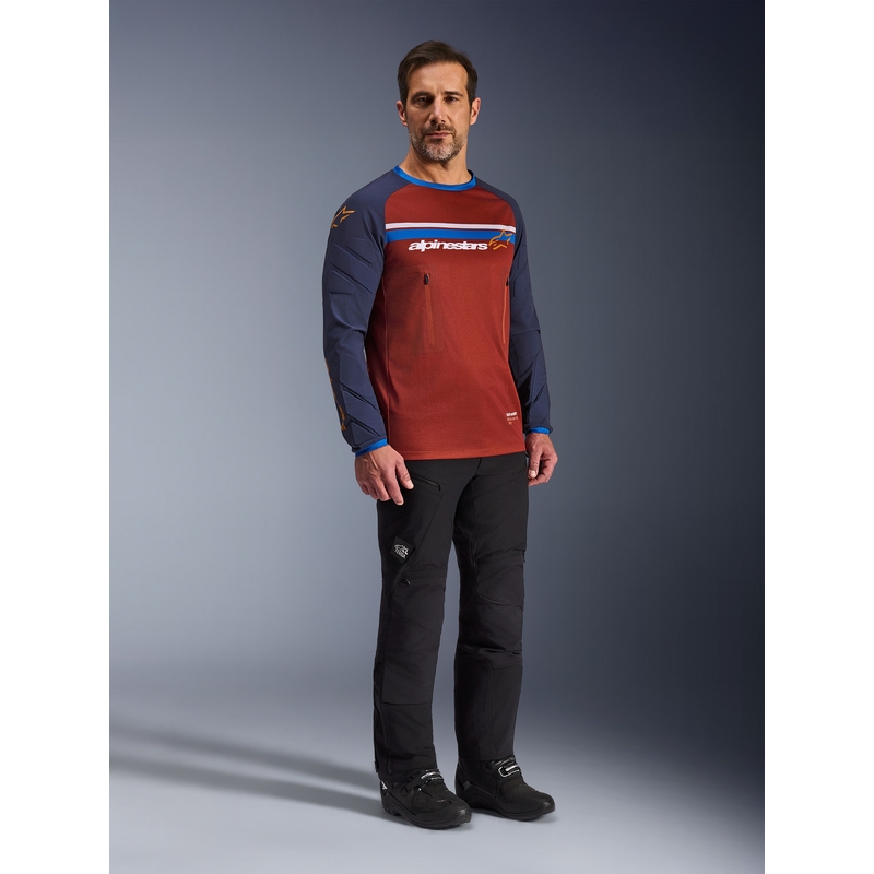 Alpinestars Maxdura Dual оранжево-тъмносиня мотокрос фланелка