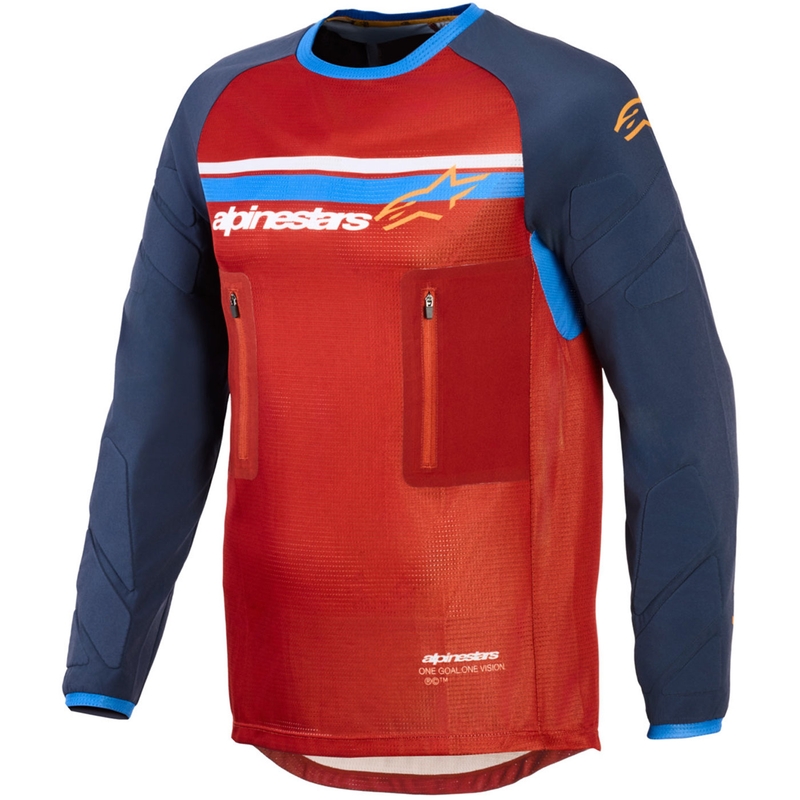 Alpinestars Maxdura Dual оранжево-тъмносиня мотокрос фланелка