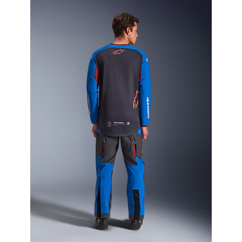 Alpinestars Maxdura Dual мотокрос фланелка, тъмносиво-синьо-оранжева