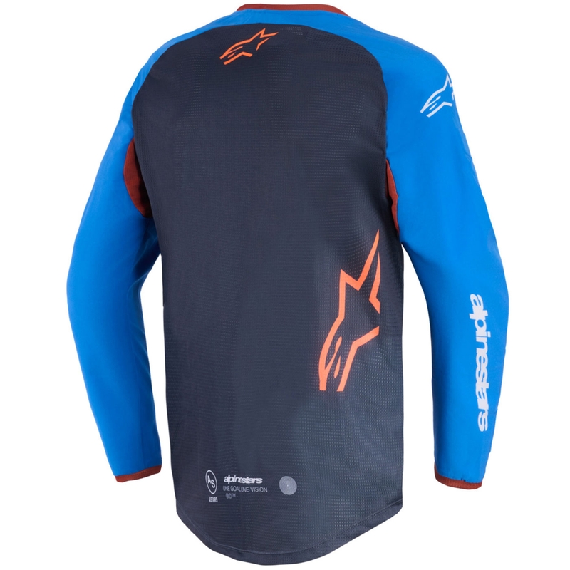 Alpinestars Maxdura Dual мотокрос фланелка, тъмносиво-синьо-оранжева