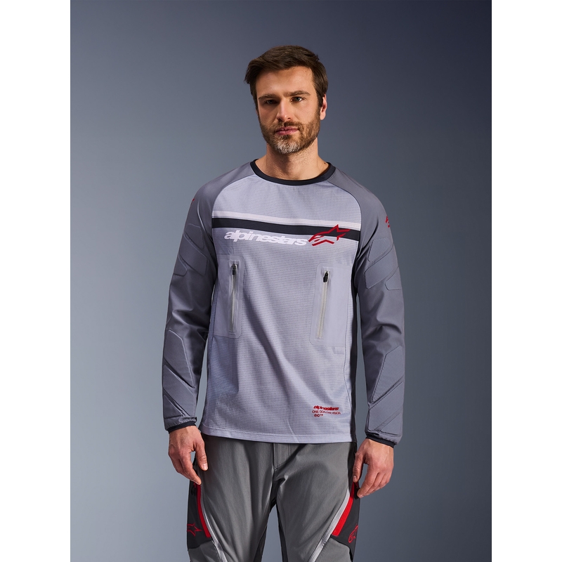 Alpinestars Maxdura Dual мотокрос фланелка светло сиво-тъмно сиво-оранжева