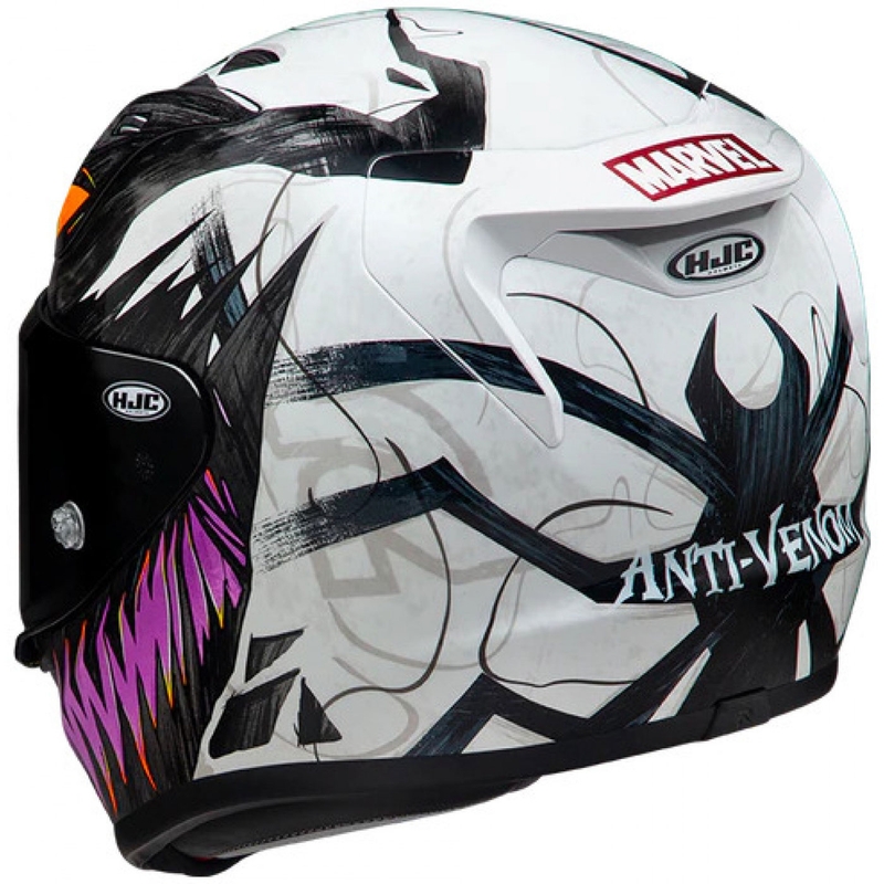 Мото каска за цял нос HJC RPHA 12 Anti Venom 2 Marvel MC8 черно-бяло-лилаво